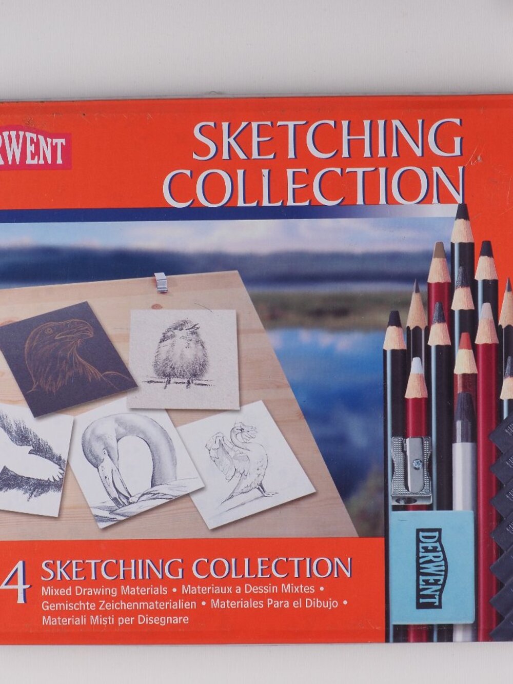 DERWENT vintage Art supplies set 24 Sketching Collection pencils blocks in Tin